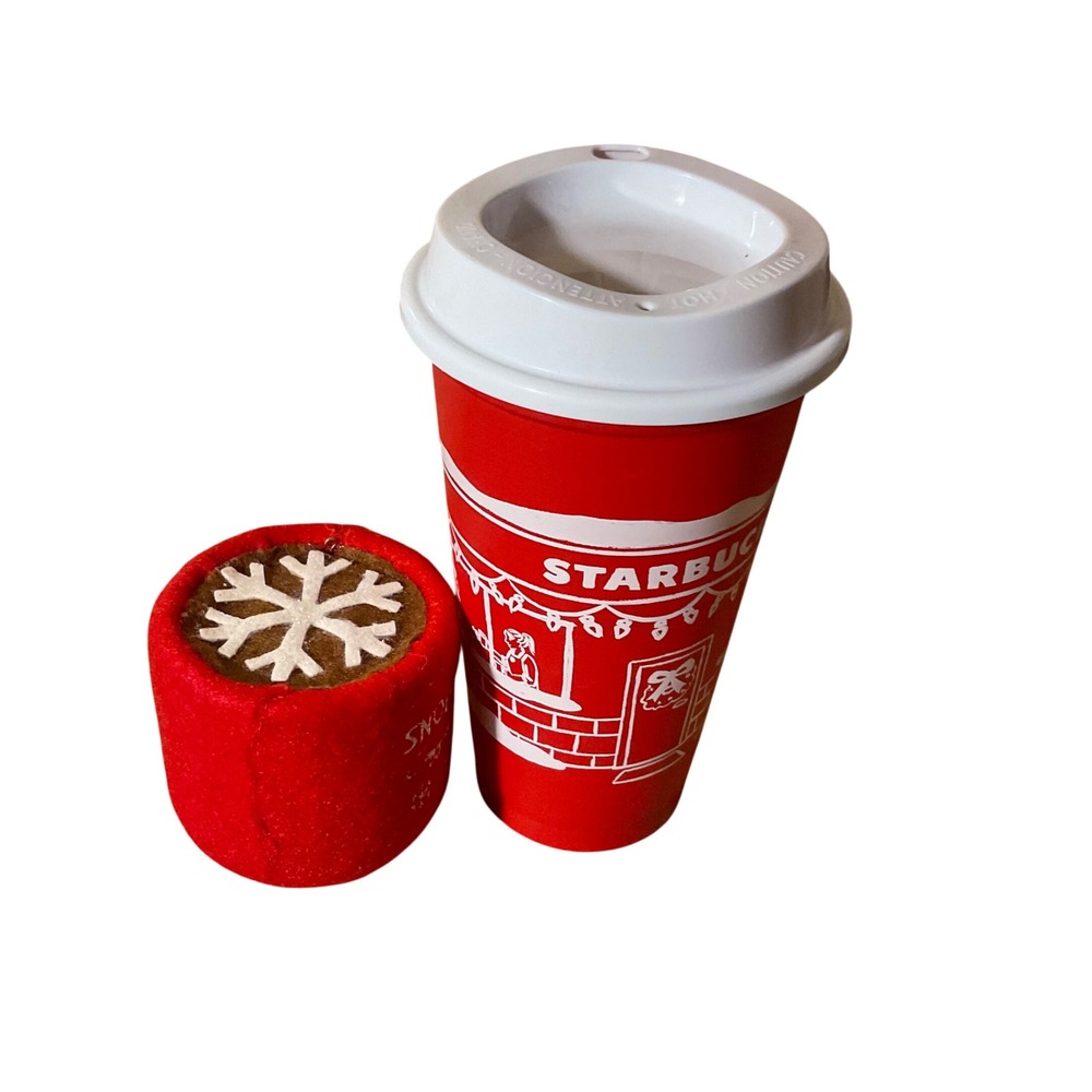 Starbucks Reusable Cup & Plush Mug Unisex OS Red Excellent Holiday Set